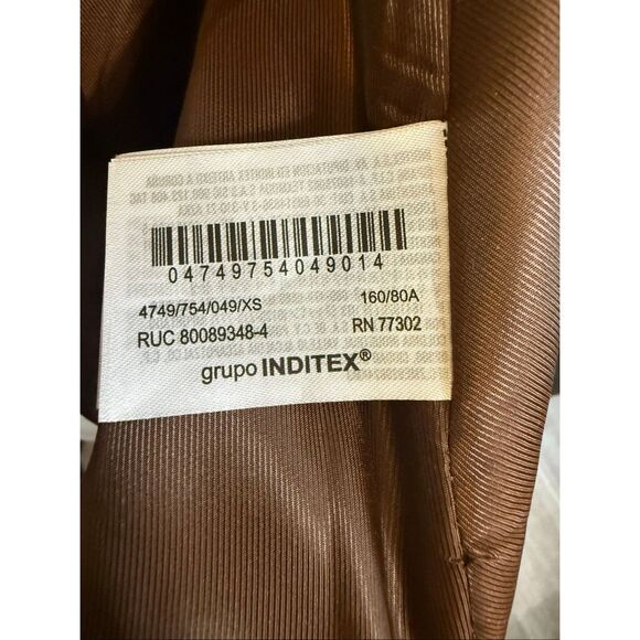 Zara Women's Plaid Full Zip Velvet Collar Cropped Cape Jacket Brown XS NWT - Picture 4 of 8